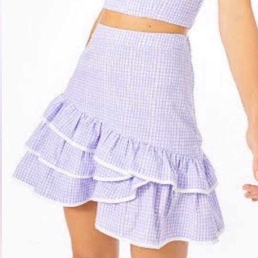 Lilly Pulitzer Lavender Checkered Ruffle Skirt